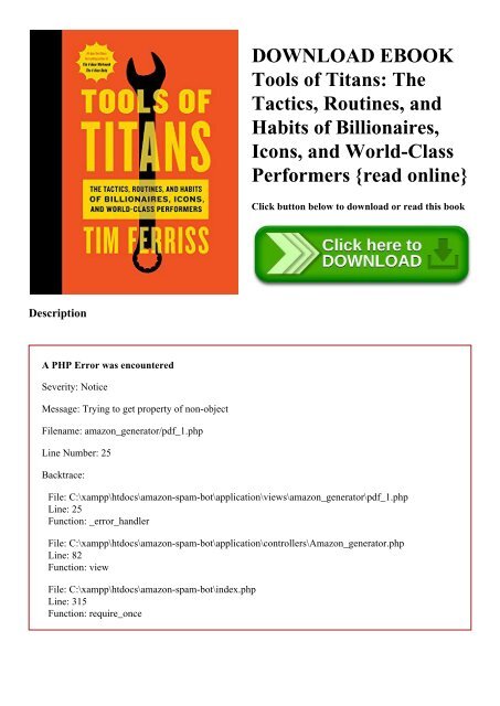 DOWNLOAD EBOOK Tools of Titans The Tactics  Routines  and Habits of Billionaires  Icons  and World-Class Performers {read online}