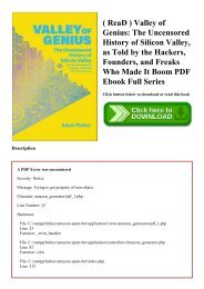( ReaD ) Valley of Genius The Uncensored History of Silicon Valley  as Told by the Hackers  Founders  and Freaks Who Made It Boom PDF Ebook Full Series