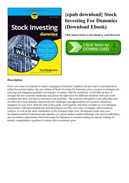 Stock investing for dummies 4th edition pdf free forex system on return