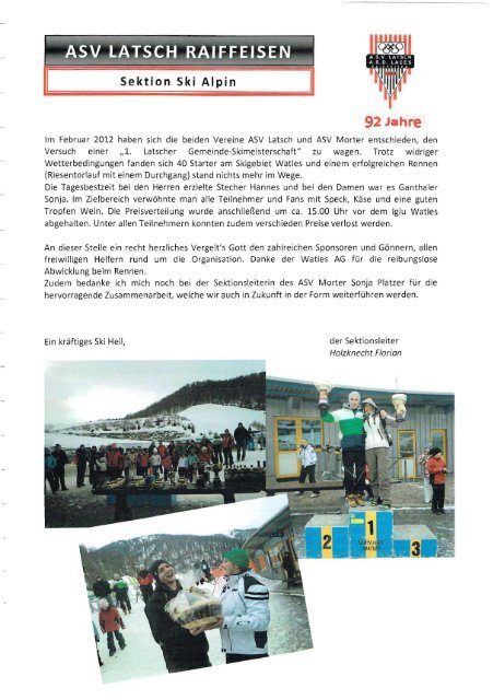 Geschichte der Sektion Ski Alpin ab 1997