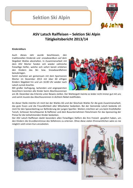 Geschichte der Sektion Ski Alpin ab 1997