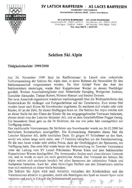 Geschichte der Sektion Ski Alpin ab 1997