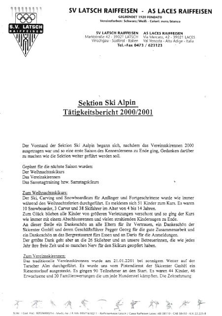 Geschichte der Sektion Ski Alpin ab 1997