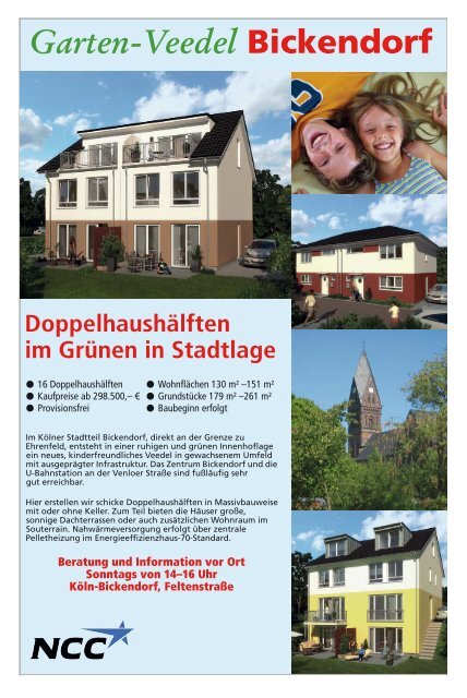 Garten-Veedel Bickendorf Doppelhaushälften im Grünen in Stadtlage
