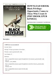 DOWNLOAD EBOOK Black Privilege Opportunity Comes to Those Who Create It [PDF EBOOK EPUB KINDLE]