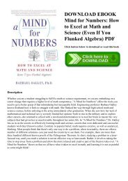 DOWNLOAD EBOOK Mind for Numbers How to Excel at Math and Science (Even If You Flunked Algebra) PDF