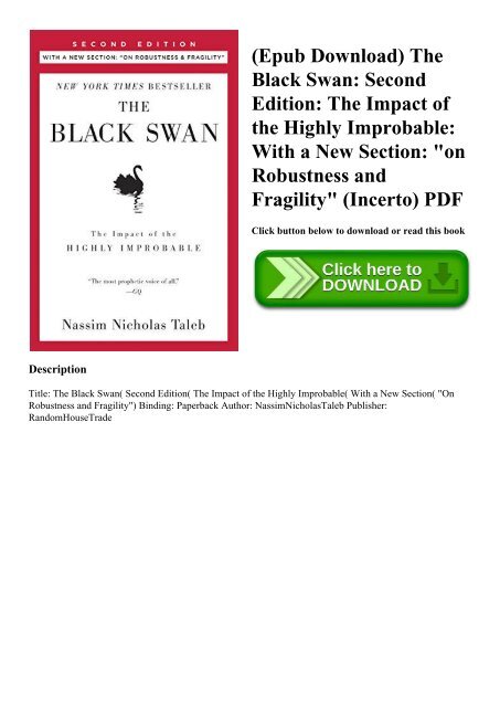 Epub Download) The Black Swan Second Edition The Impact of the Highly  Improbable With a New