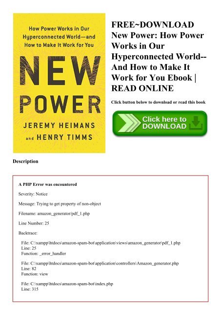 FREE~DOWNLOAD New Power How Power Works in Our Hyperconnected World--And How to Make It Work for You Ebook  READ ONLINE