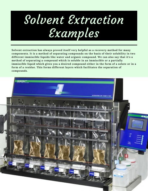 Solvent Extraction Examples
