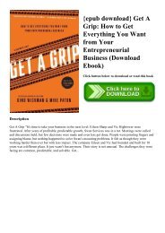 {epub download} Get A Grip How to Get Everything You Want from Your Entrepreneurial Business (Download Ebook)