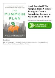 {epub download} The Pumpkin Plan A Simple Strategy to Grow a Remarkable Business in Any Field EPUB  PDF