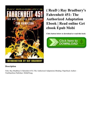 ( ReaD ) Ray Bradbury&#039;s Fahrenheit 451 The Authorized Adaptation Ebook  Read online Get ebook Epub Mobi