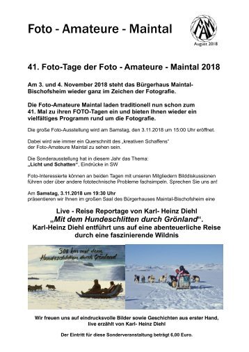 41.Foto Tage  Programm-2018