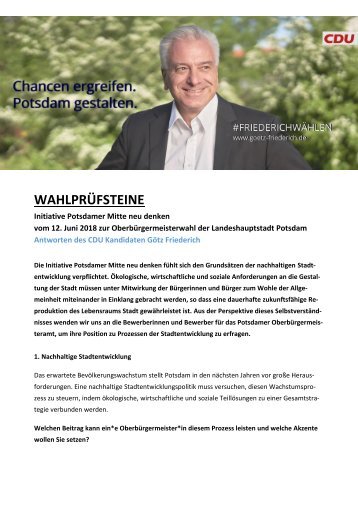 Wahlprüfsteine PMND. Götz Friederich  CDU