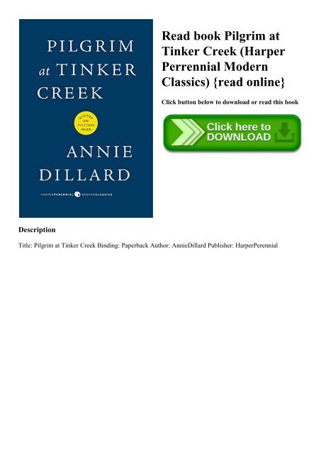 Read book Pilgrim at Tinker Creek (Harper Perrennial Modern Classics) {read online}