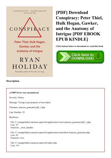 [PDF] Download Conspiracy Peter Thiel  Hulk Hogan  Gawker  and the Anatomy of Intrigue [PDF EBOOK EPUB KINDLE]