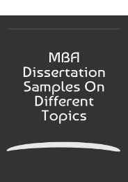 MBA Dissertation Samples on Different Topics