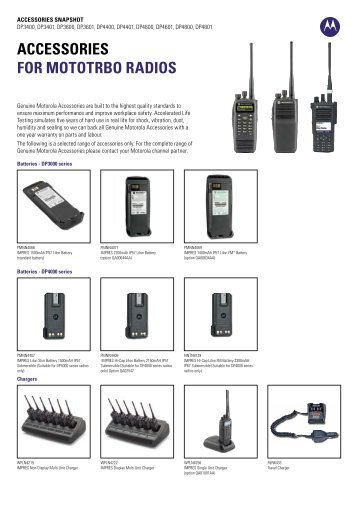 aCCESSORIES FOR MOTOTRBO RaDIOS - Motorola