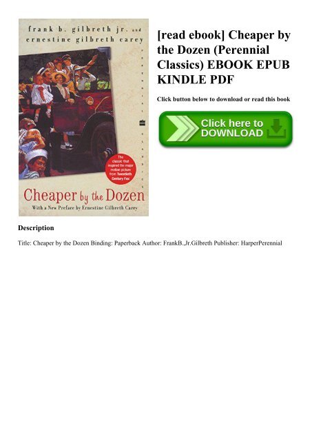 Cheaper By The Dozen Ebook