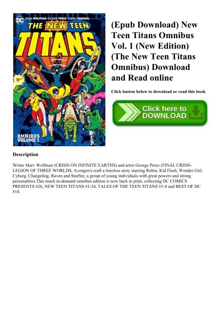 Epub Download New Teen Titans Omnibus Vol 1 New Edition The New Teen Titans Omnibus Download