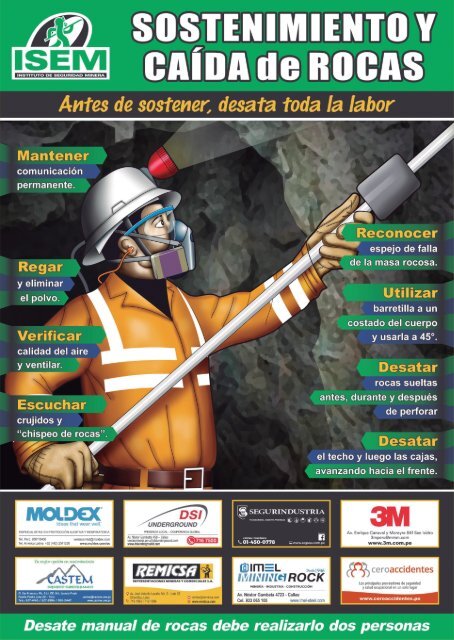 Afiche de sostenimiento y caída de rocas