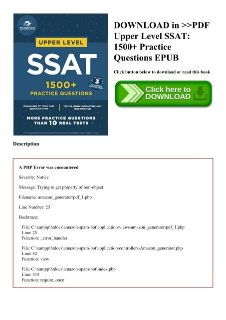 Upper Level SSAT 1500 Practice Questions
