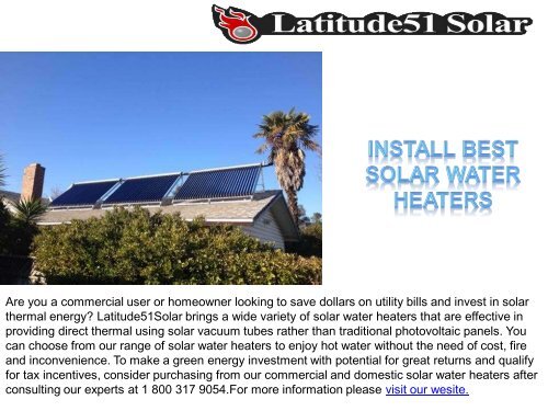 Install Best Solar Water Heaters