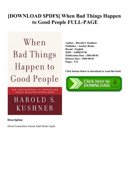Why Bad Things Happen to Good People by Mark D. Bristow | Goodreads