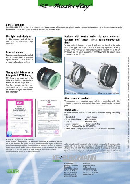 KE-MASTERFLEX® Rubber Expansion Joints for Liquids and Gases