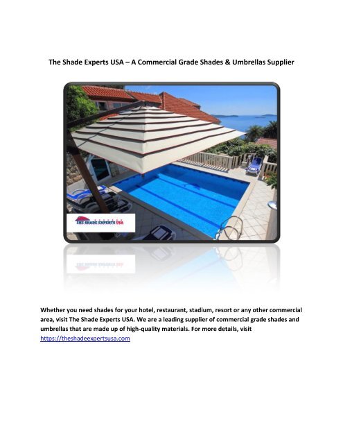 The Shade Experts USA – A Commercial Grade Shades & Umbrellas Supplier