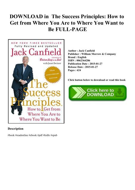 DOWNLOAD in PDF The Success Principles How to Get from Where You Are to Where You Want to Be FULL-PAGE