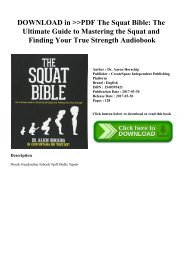 DOWNLOAD in PDF The Squat Bible The Ultimate Guide to Mastering the Squat and Finding Your True Strength Audiobook