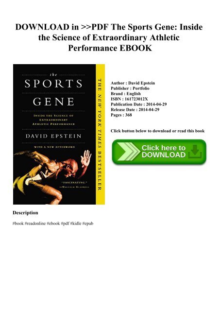 DOWNLOAD in PDF The Sports Gene Inside the Science of Extraordinary Athletic Performance EBOOK