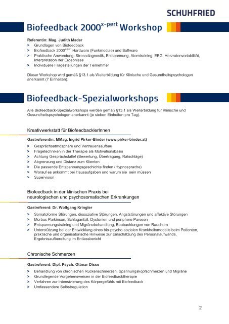 "Kompetenzzentrum Biofeedback" (PDF) - Schuhfried.at