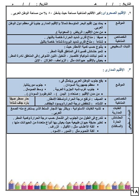 Grade 8 - Social Studies in Arabic - Semester 1