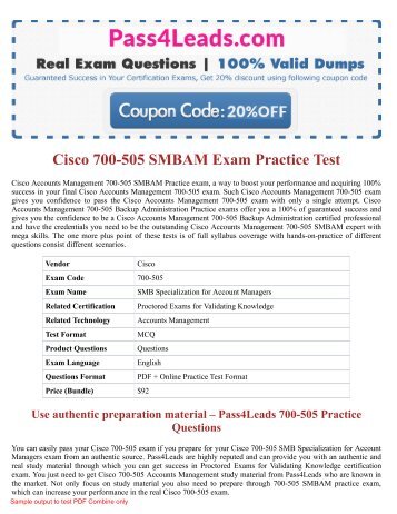 Cisco 700-505 Exam Dumps PDF (2018 Updated) - 700-505 Online Practice Test 