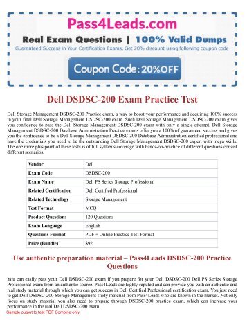  Dell DSDSC-200 Exam Dumps PDF (2018 Updated) - DSDSC-200 Online Practice Test 