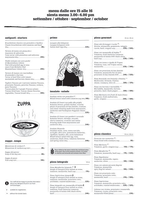 siesta menu, září–říjen