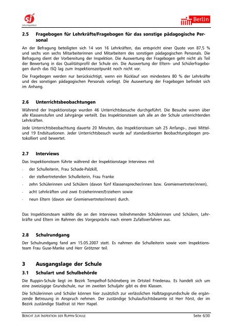 Bericht zur Inspektion an der  Ruppin-Schule 07 G  16 (Grundschule)