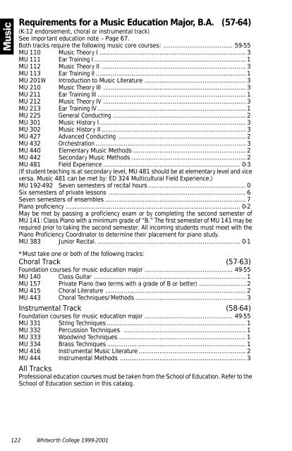 Whitworth Catalog 1999-2001 - Whitworth University