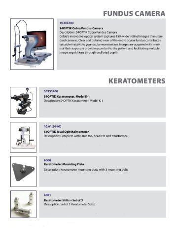 S4Optik Cobra Fundus Camera & Keratometers