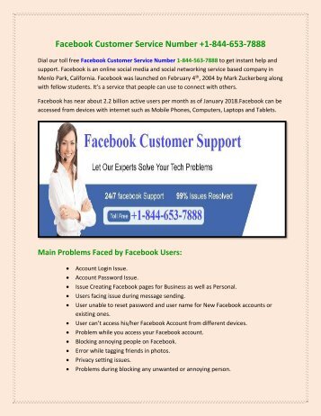 Facebook Customer Service +1-844-653-7888  Number
