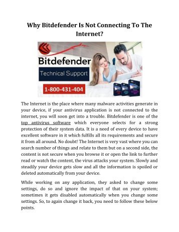 Why Bitdefender Is Not Connecting To The Internet