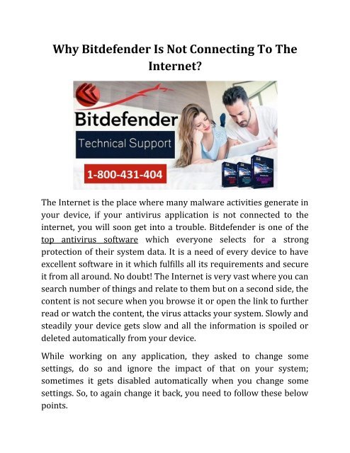 Why Bitdefender Is Not Connecting To The Internet