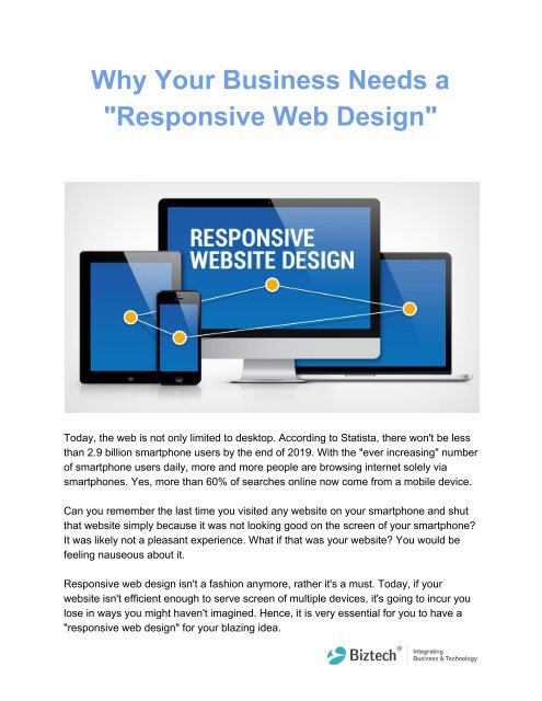 Why Your Business Needs a "Responsive Web Design"