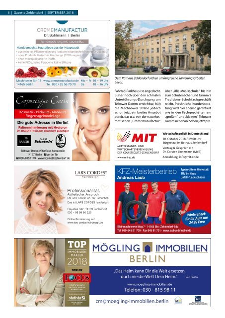 Gazette Zehlendorf September 2018