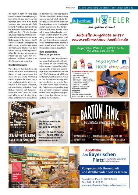 Gazette Schöneberg & Friedenau September 2018