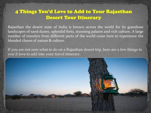 4 Things You’d Love to Add to Your Rajasthan Desert Tour Itinerary