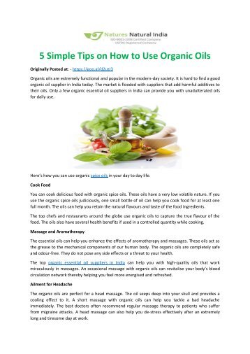 5 Simple Tips on How to Use Organic Oils