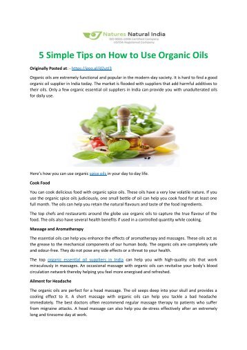 Simple Tips on How to Use Organic Oils